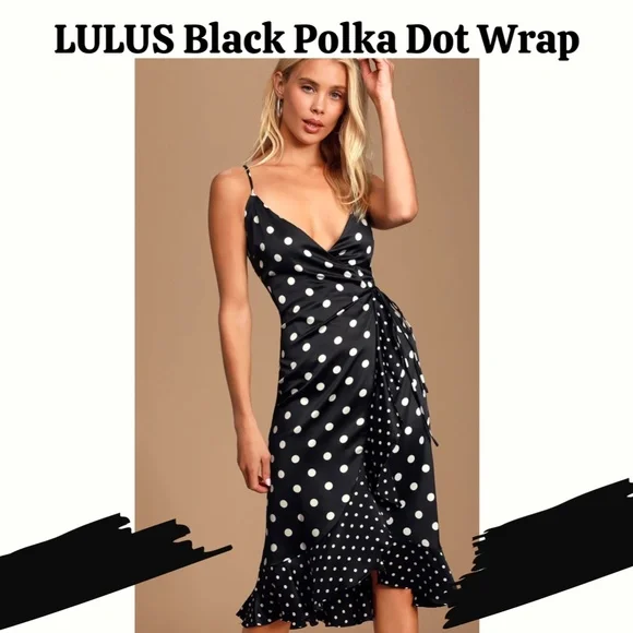 LULUS Polka Dot Satin Wrap Dress NWT - Picture 10 of 10